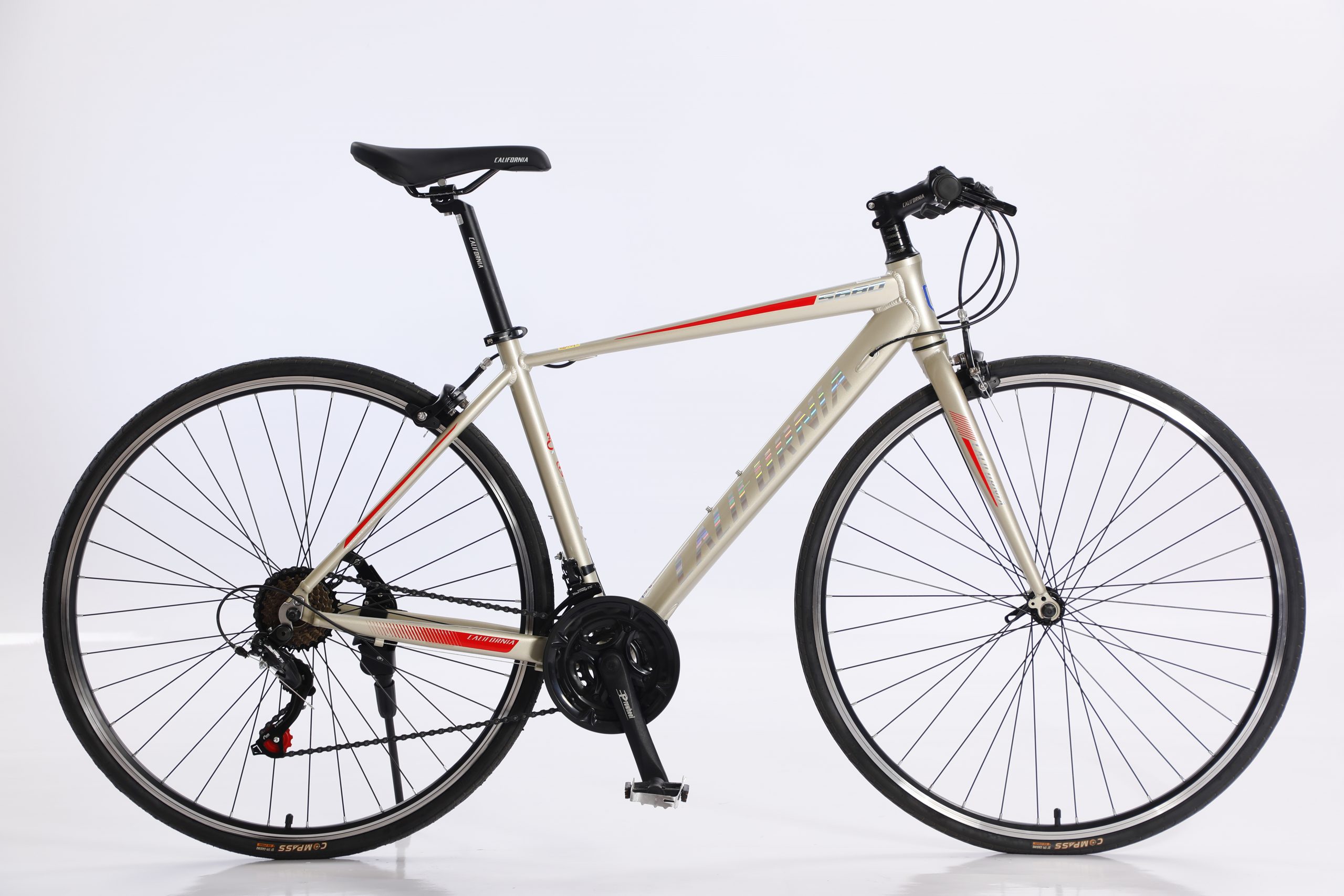 Hello Bike - Xe đạp California S680 2023 màu vàng sữa đỏ