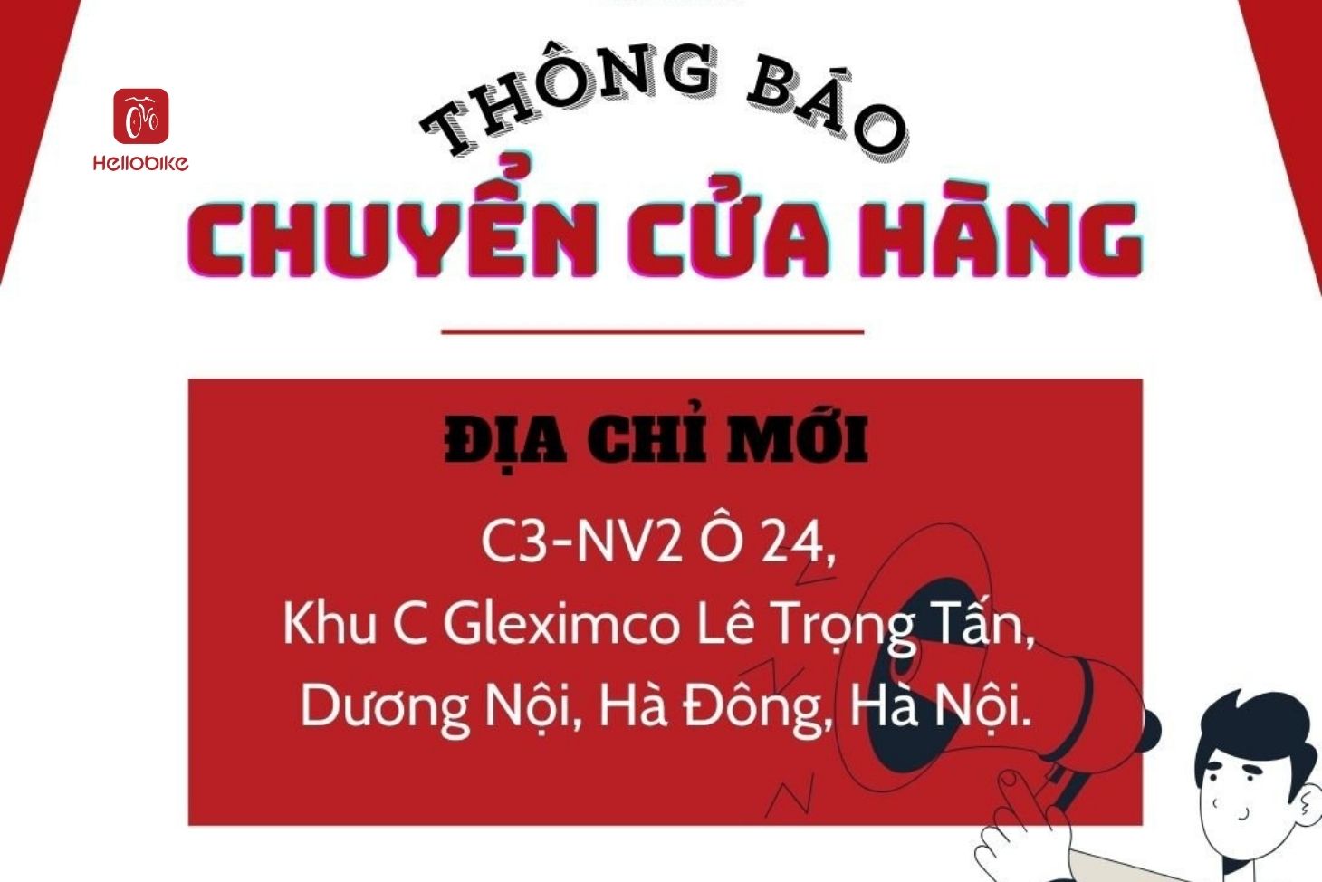 0 xe dap Thong bao chuyen cua hang xe dap Hellobike den dia diem moi 1 1