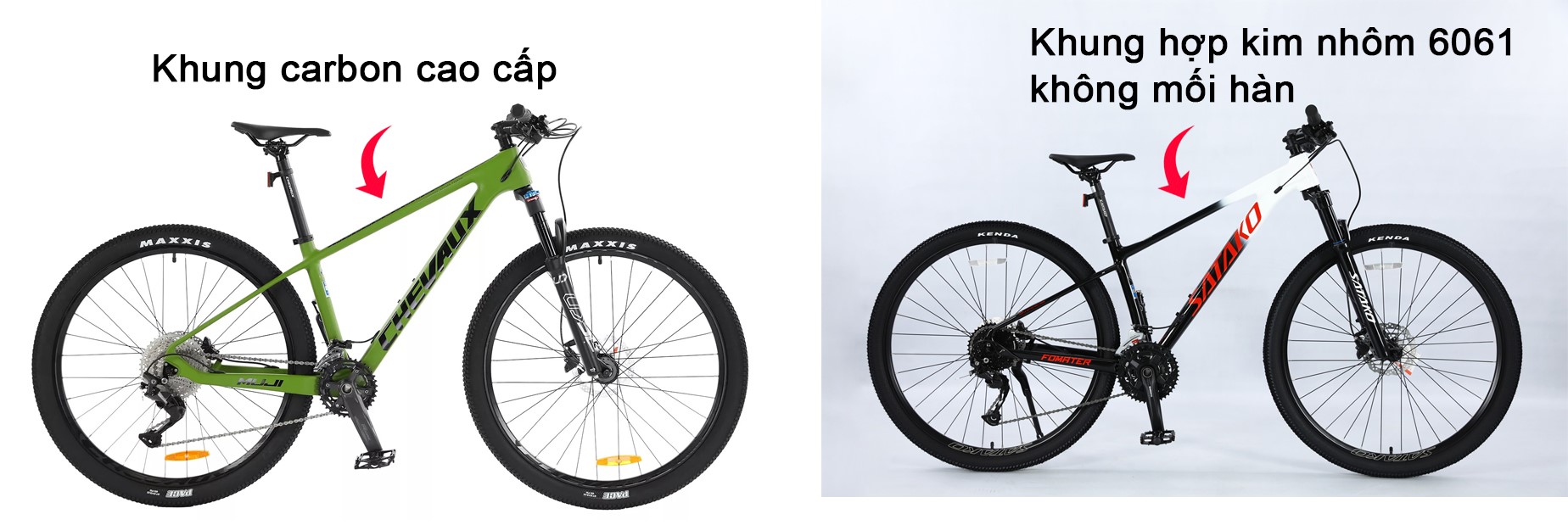 Xe đạp MTB khung cacbon cao cấp và hợp kim nhôm không mối hàn